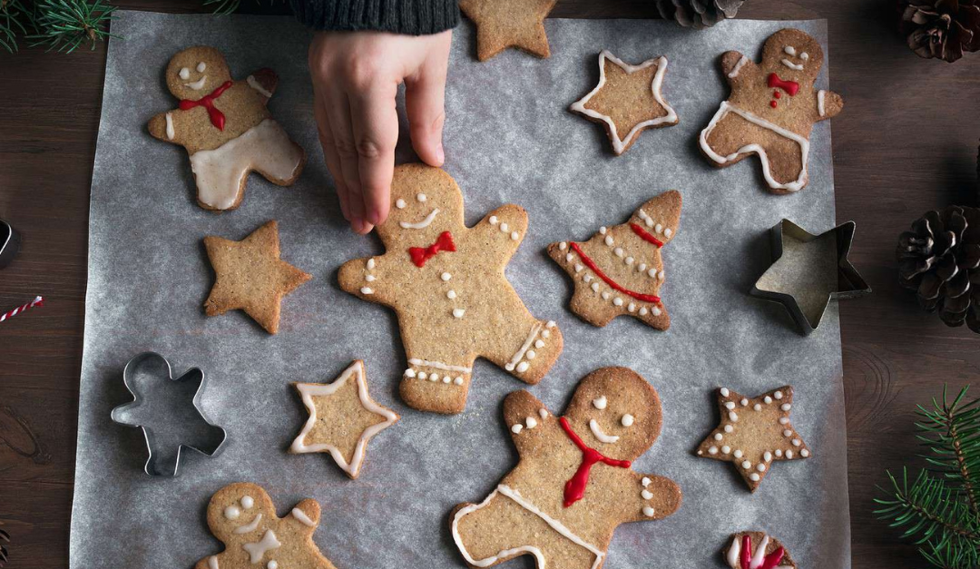 paleo gingerbread cookies on parchment paper