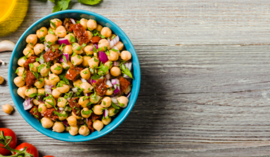 smashed chickpea salad in bowl