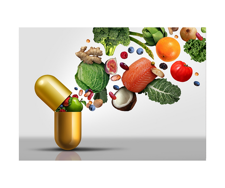 big yellow vitamin assortment of food big yellow vitamin with an assortment of food in it