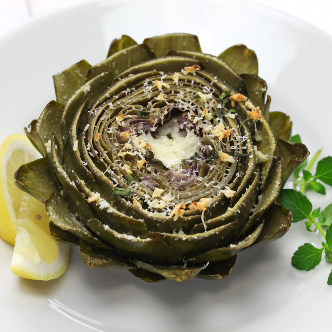 roasted artichoke with lemon