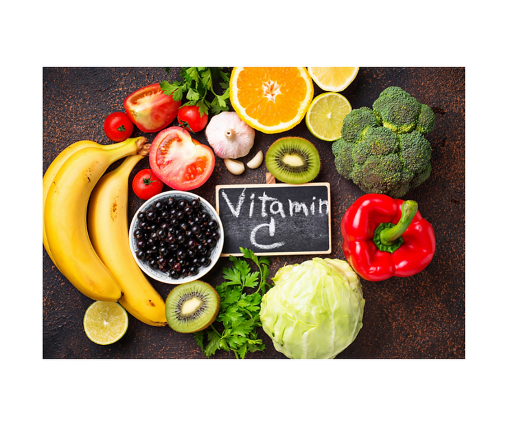 vitamin C chalkboard healthy food vitamin C chalkboard with healthy food around it